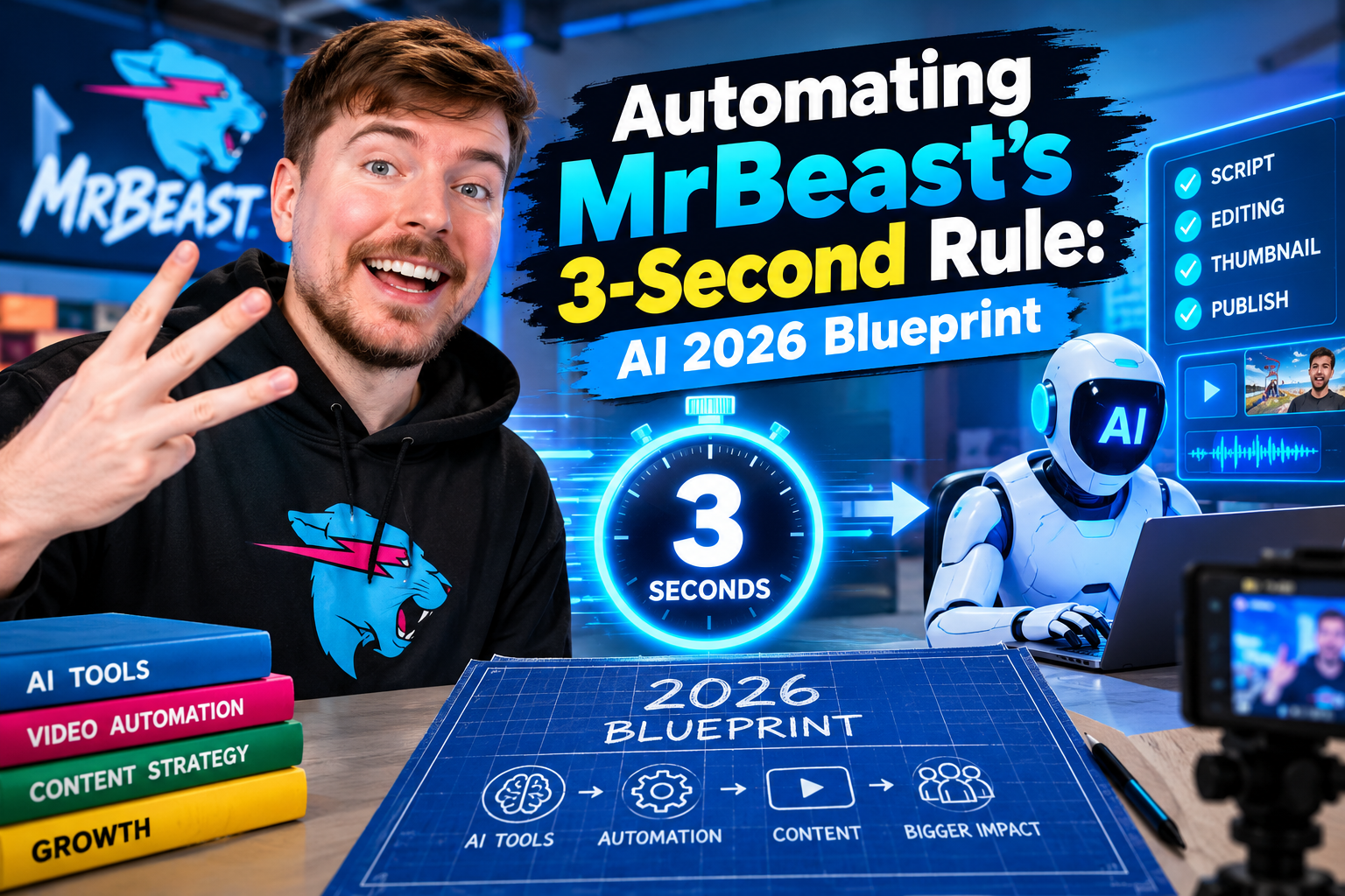 AI 2026 blueprint showing how to automate MrBeast’s 3-second rule for engaging video content