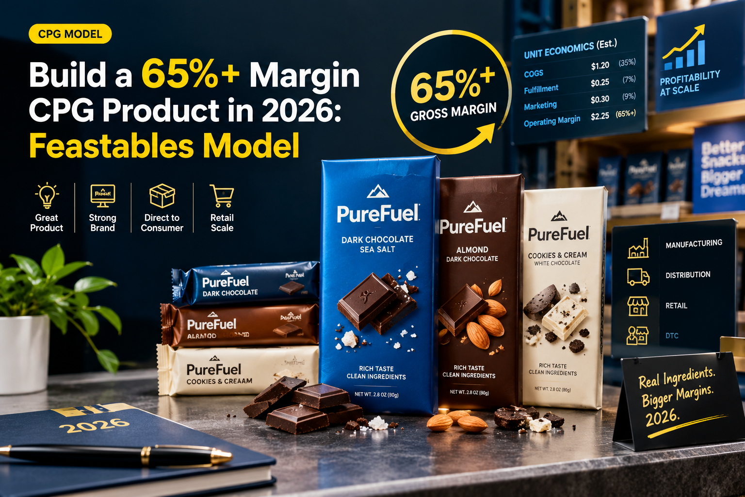 Build a 65%+ Margin CPG Product in 2026: Feastables Model