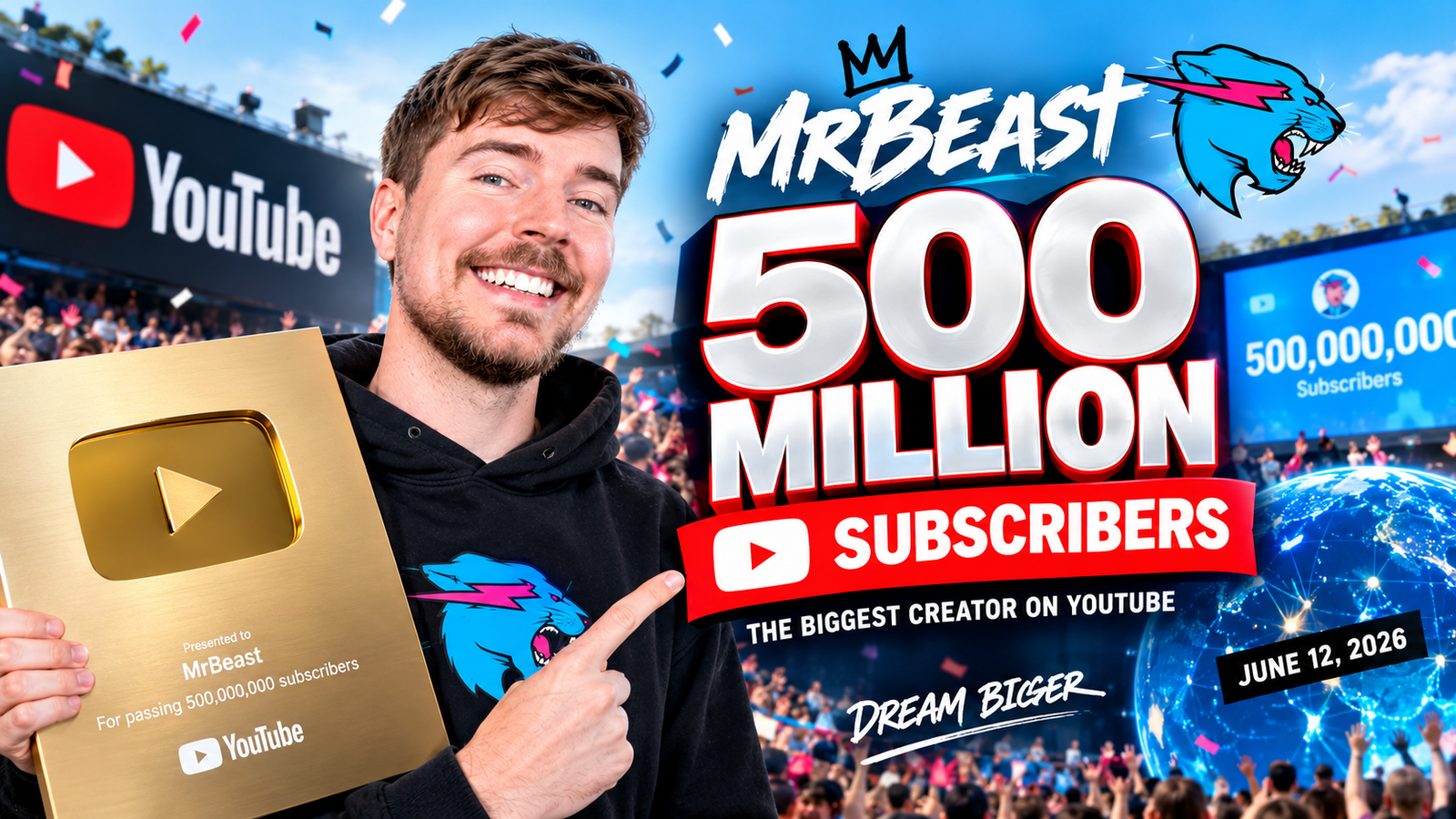 MrBeast celebrates 500 million YouTube subscribers in 2026